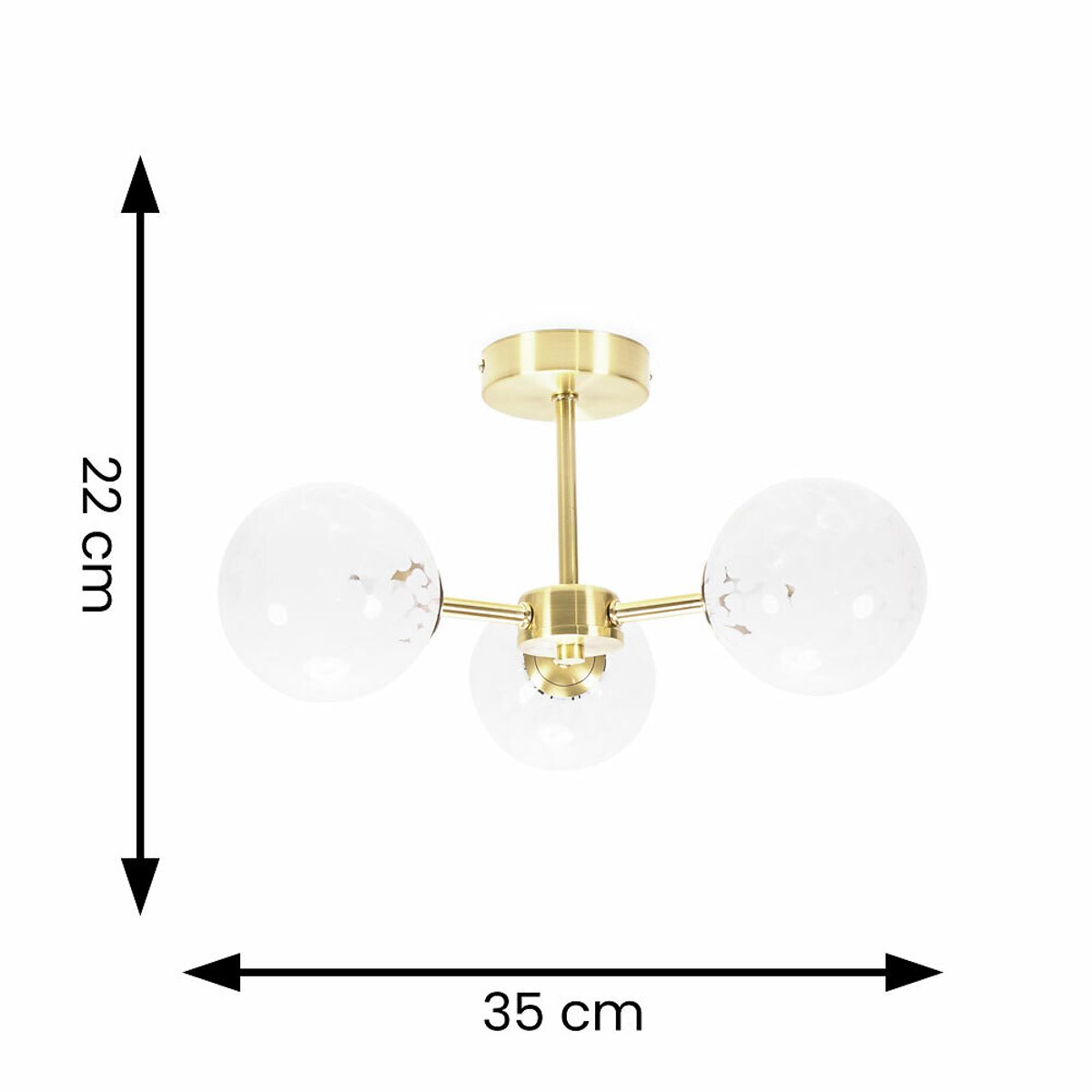 Indie 3-Light Confetti Glass Ceiling Light gold-coloured, SO'HOME