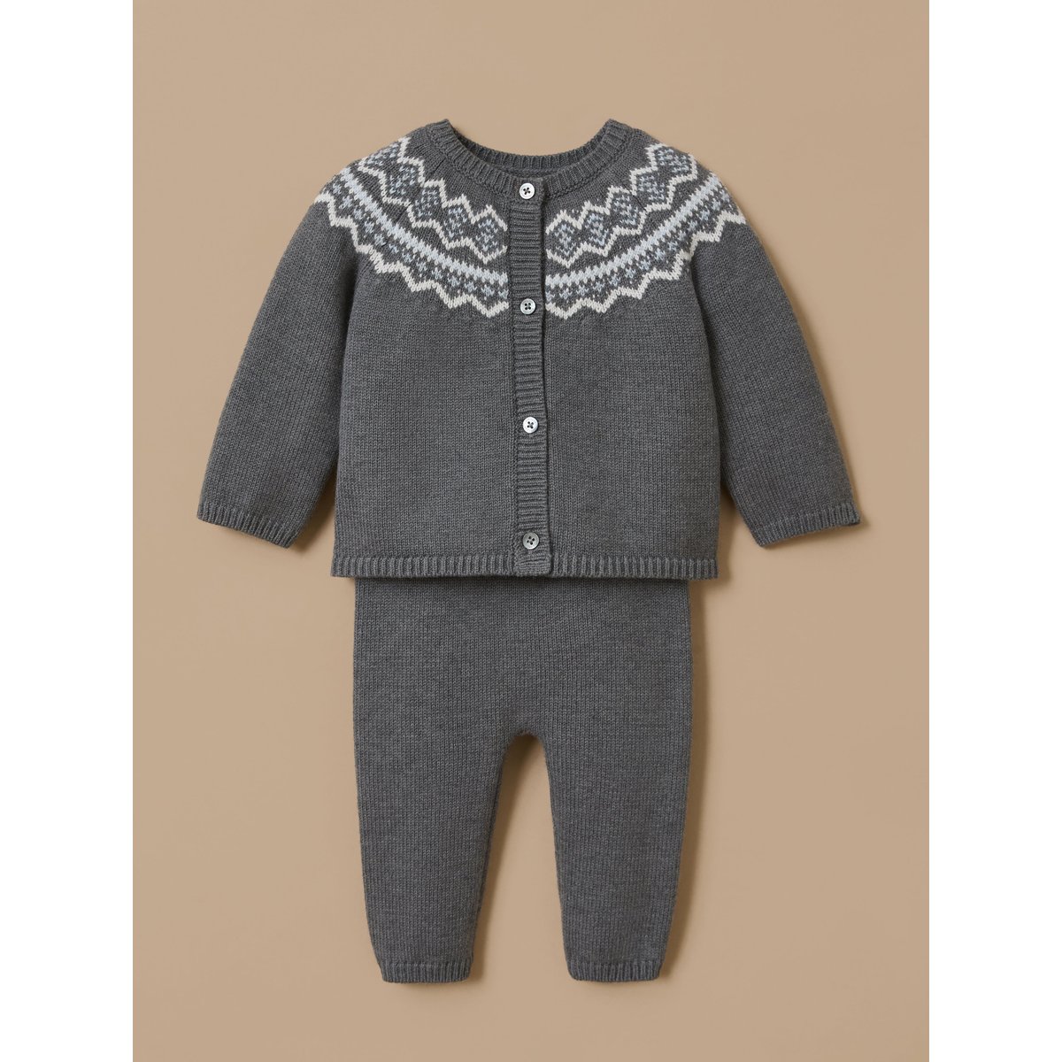 Ensemble motif jacquard gris chine, CYRILLUS