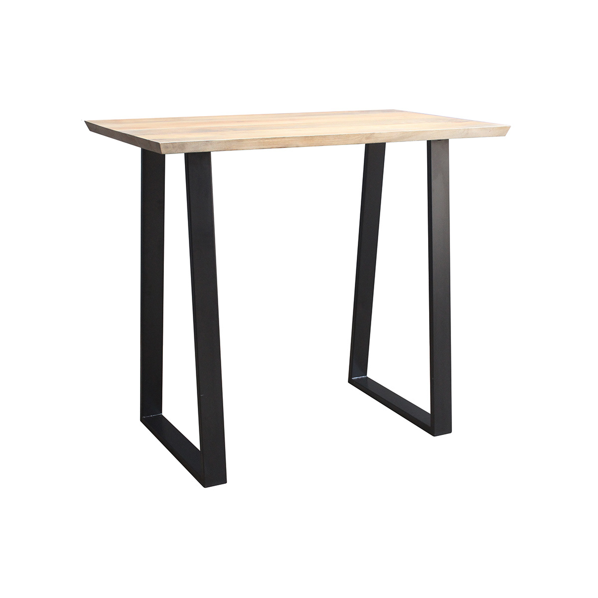Table de bar en bois manguier massif et métal noir L120 cm VIJAY bois clair / noir, MILIBOO