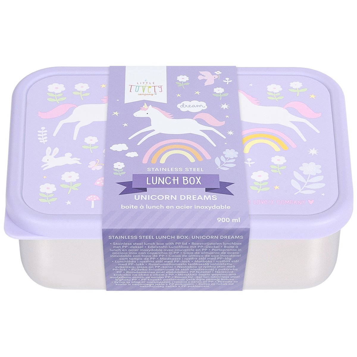 Lunch box en acier inoxydable violet, blanc, rose, A LITTLE LOVELY COMPANY