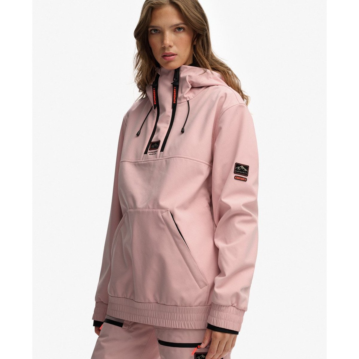Sweat à capuche Softshell Ski Freestyle rose mat, SUPERDRY