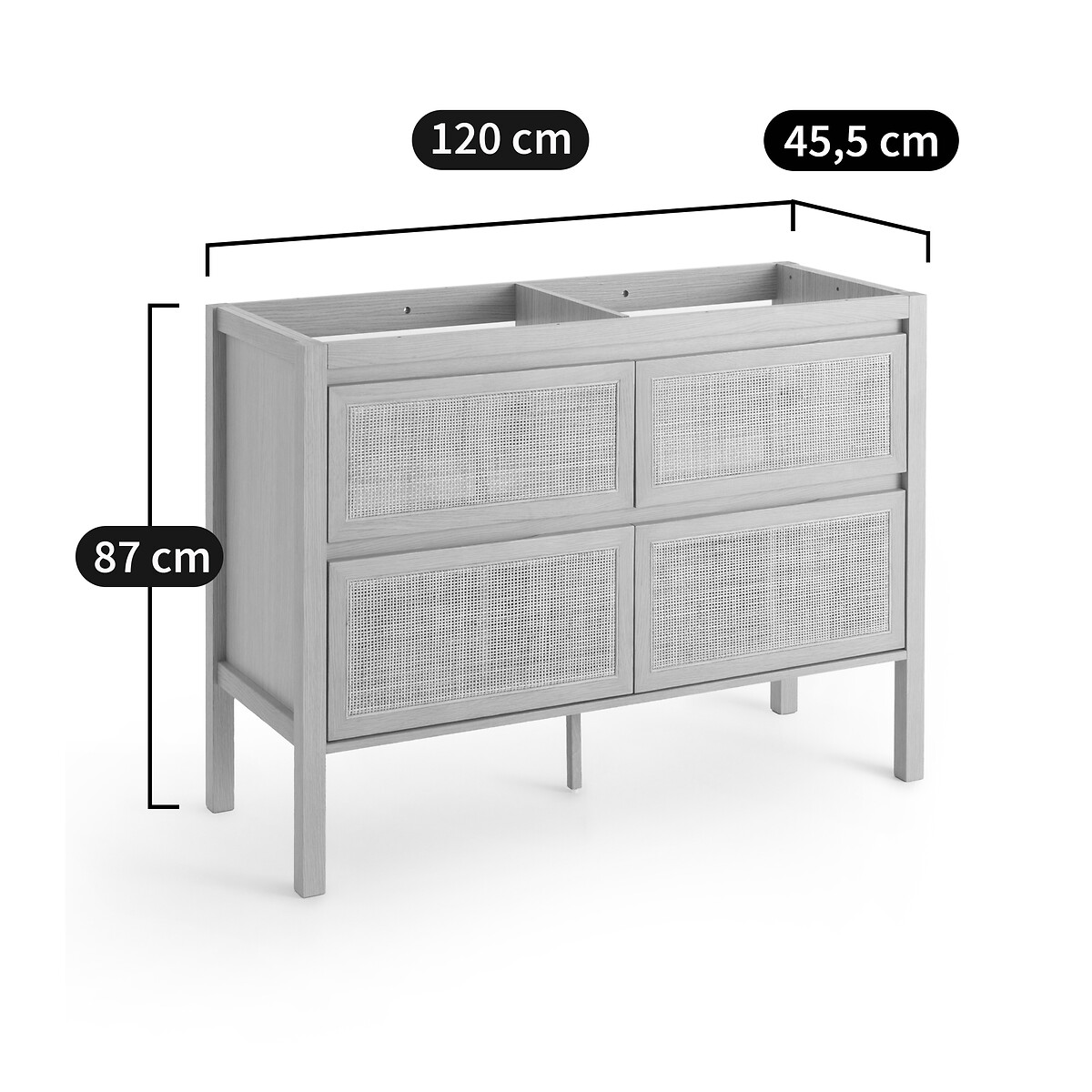 Meuble sous vasque, 4 tiroirs, en cannage largeur 120 cm, LUMPA naturel, LA REDOUTE INTERIEURS