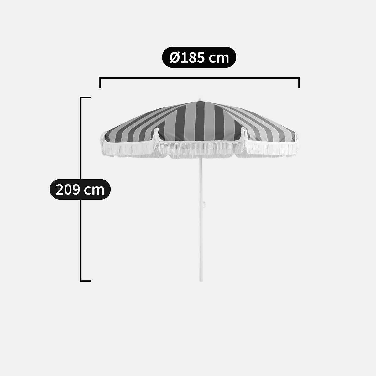 Parasol met franjes, stof met streeppatroon, VALERIA gestreept, LA REDOUTE INTERIEURS