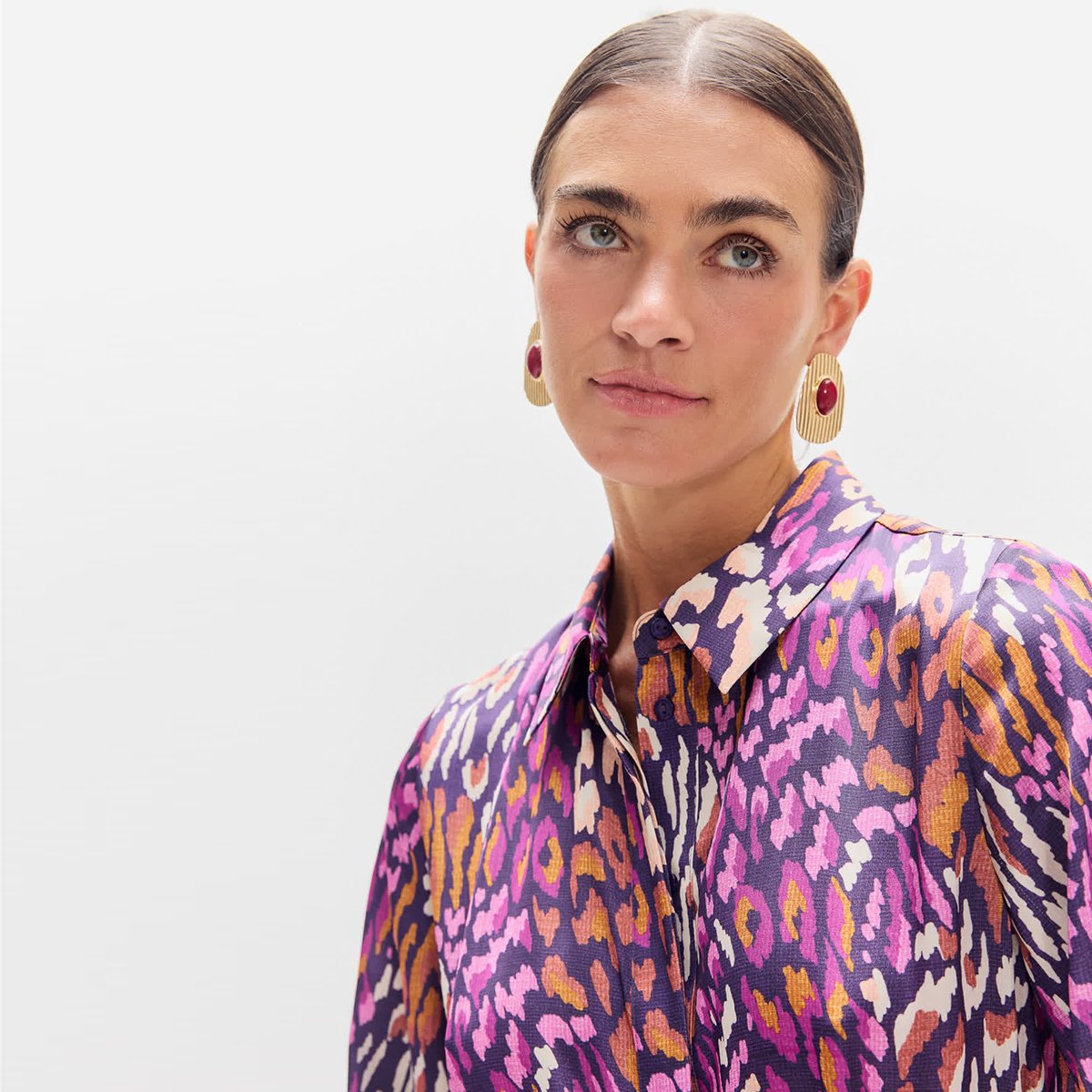 Robe chemise longue à imprimé animal à ceinture parme, LOLA CASADEMUNT