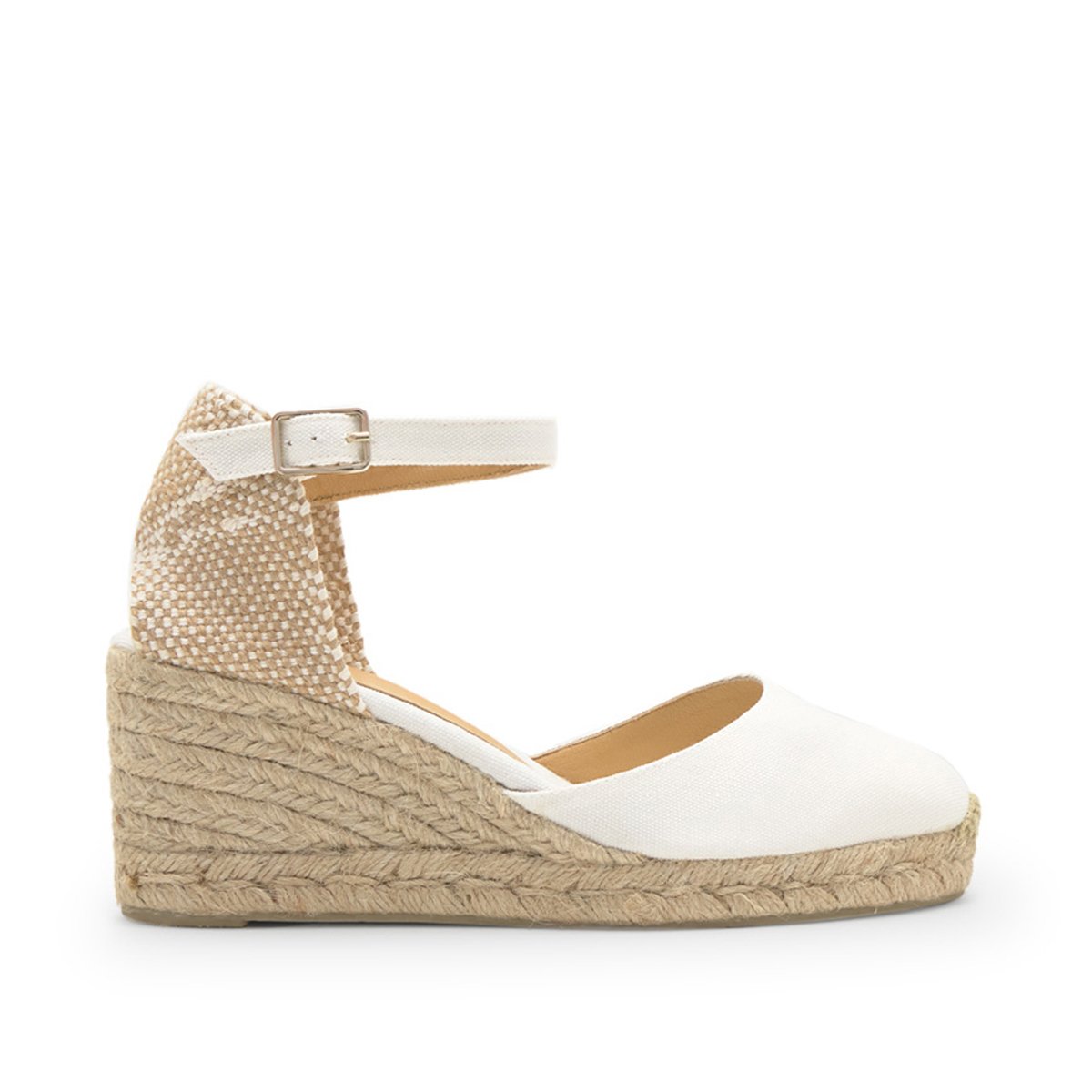 Espadrilles compensées à bride cheville et talon tressé CAROL PLATFORM blanc, CASTANER