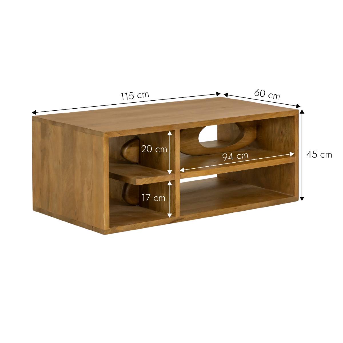 Table basse en bois de manguier ALWEN bois clair, MADE IN MEUBLES