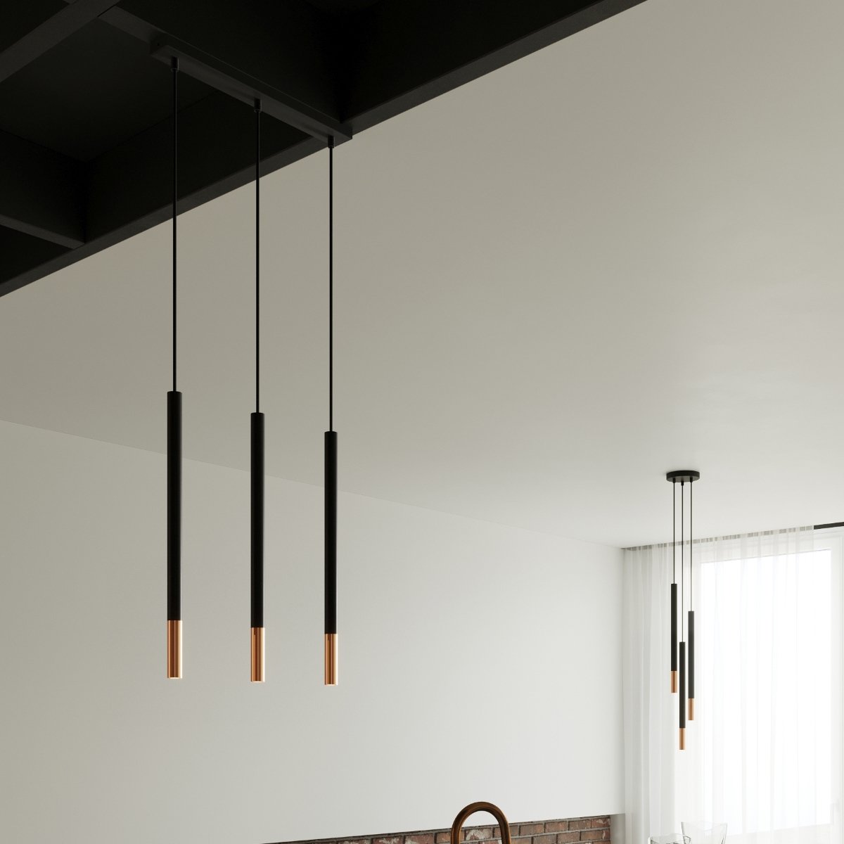 Suspension Acier Noir/Cuivre G9 3 Mozaica Line noir, EDEN