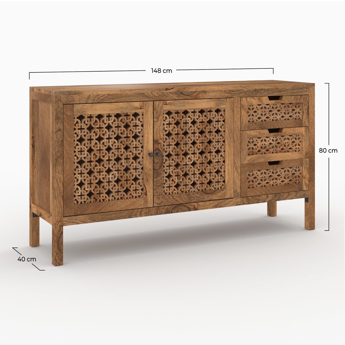 Buffet ajouré en bois de manguier - JAYA bois foncé, MAISON PAVANE