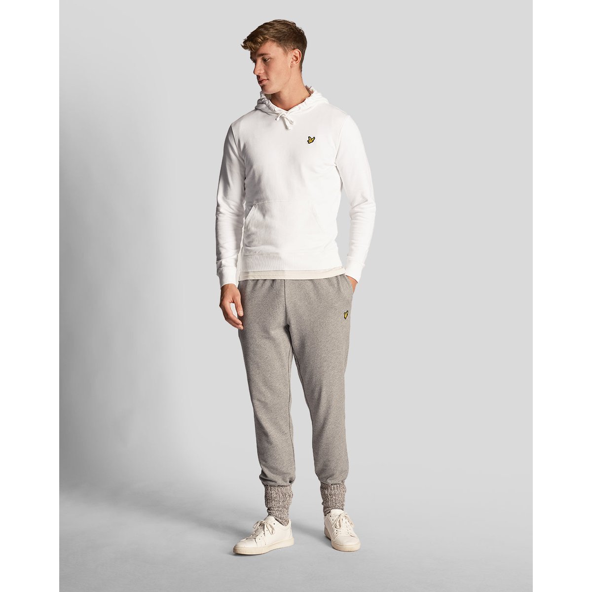Sweat à capuche en coton loopback blanc, LYLE & SCOTT