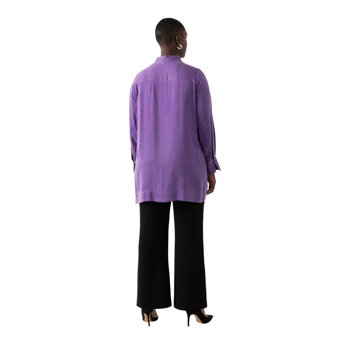 Blouse en Cupro mélangé. Manches longues lilas foncé, ULLA POPKEN