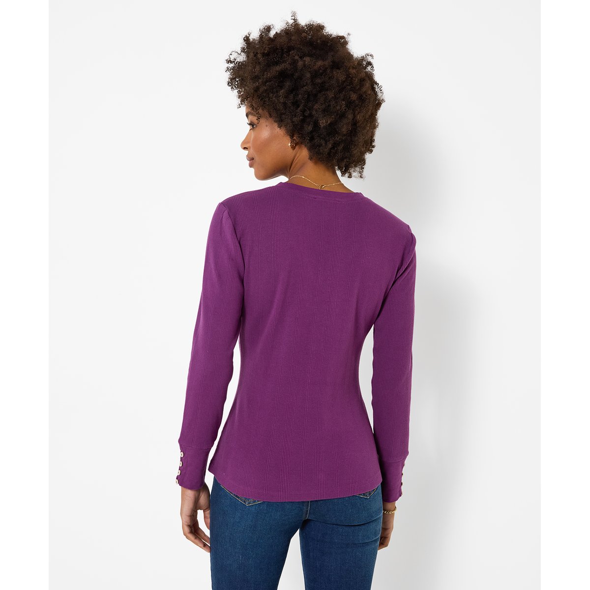 Henley en Jersey Brodé Fleuri violet, JOE BROWNS