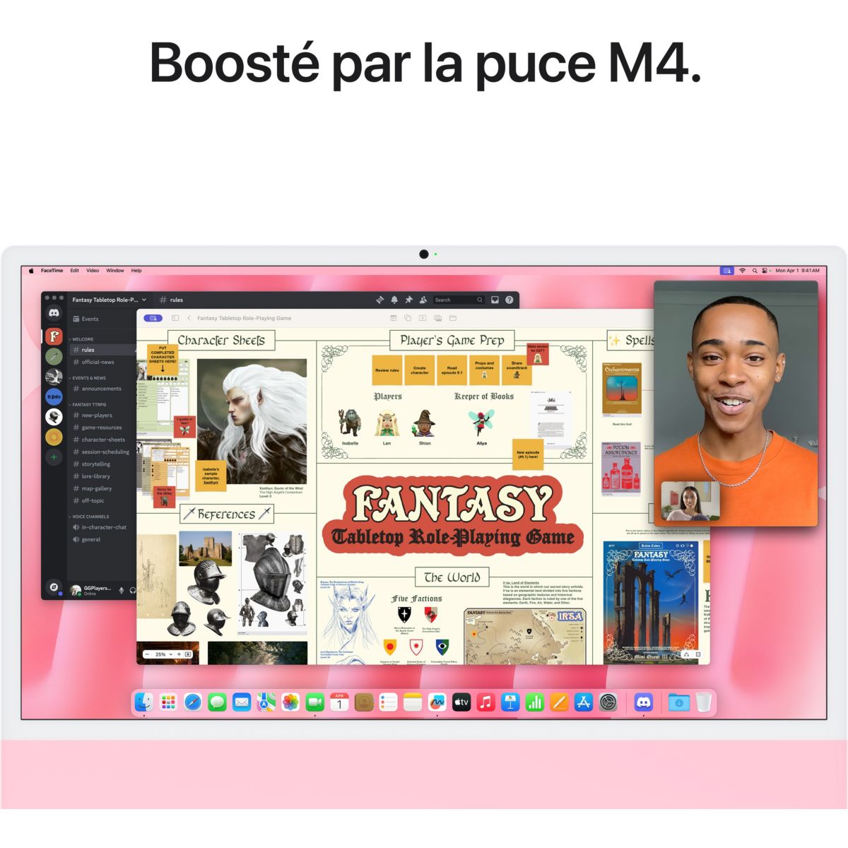 Ordinateur Apple 24" Ecran Retina 4,5K Puce M4 CPU 8 / GPU 8 coeurs Mémoire RAM 16Go Stockage 256Go SSD Rose couleur unique, APPLE