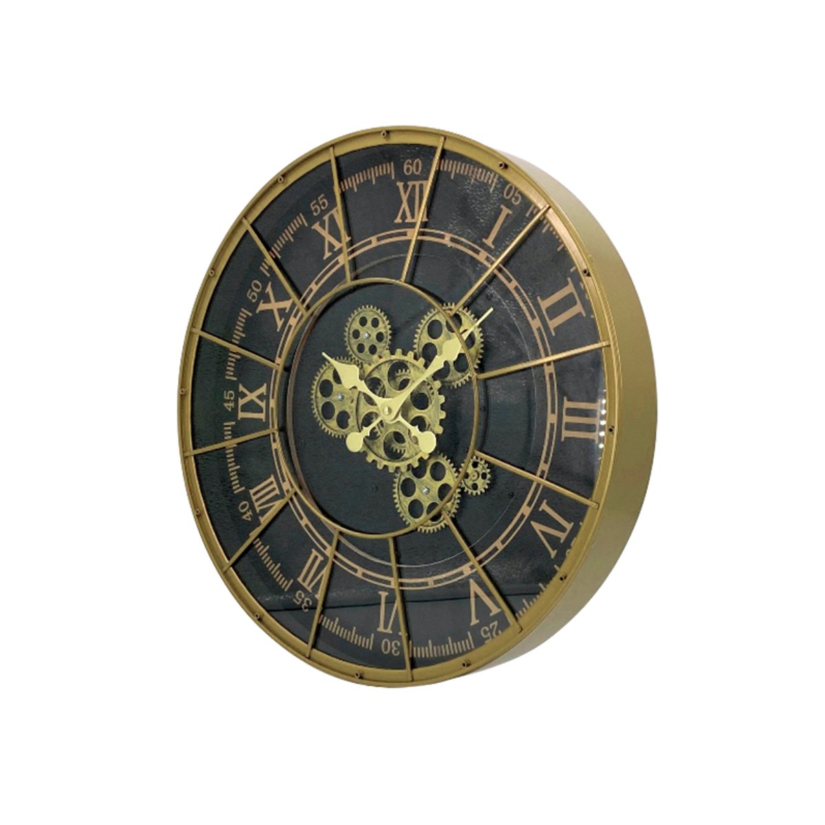 Horloge métal rivets 48cm noir, EMDE