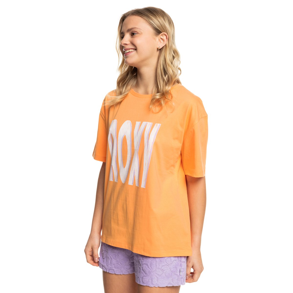 T-Shirt, manches courtes, col rond, Rayures, marinière. orange mock orange, ROXY