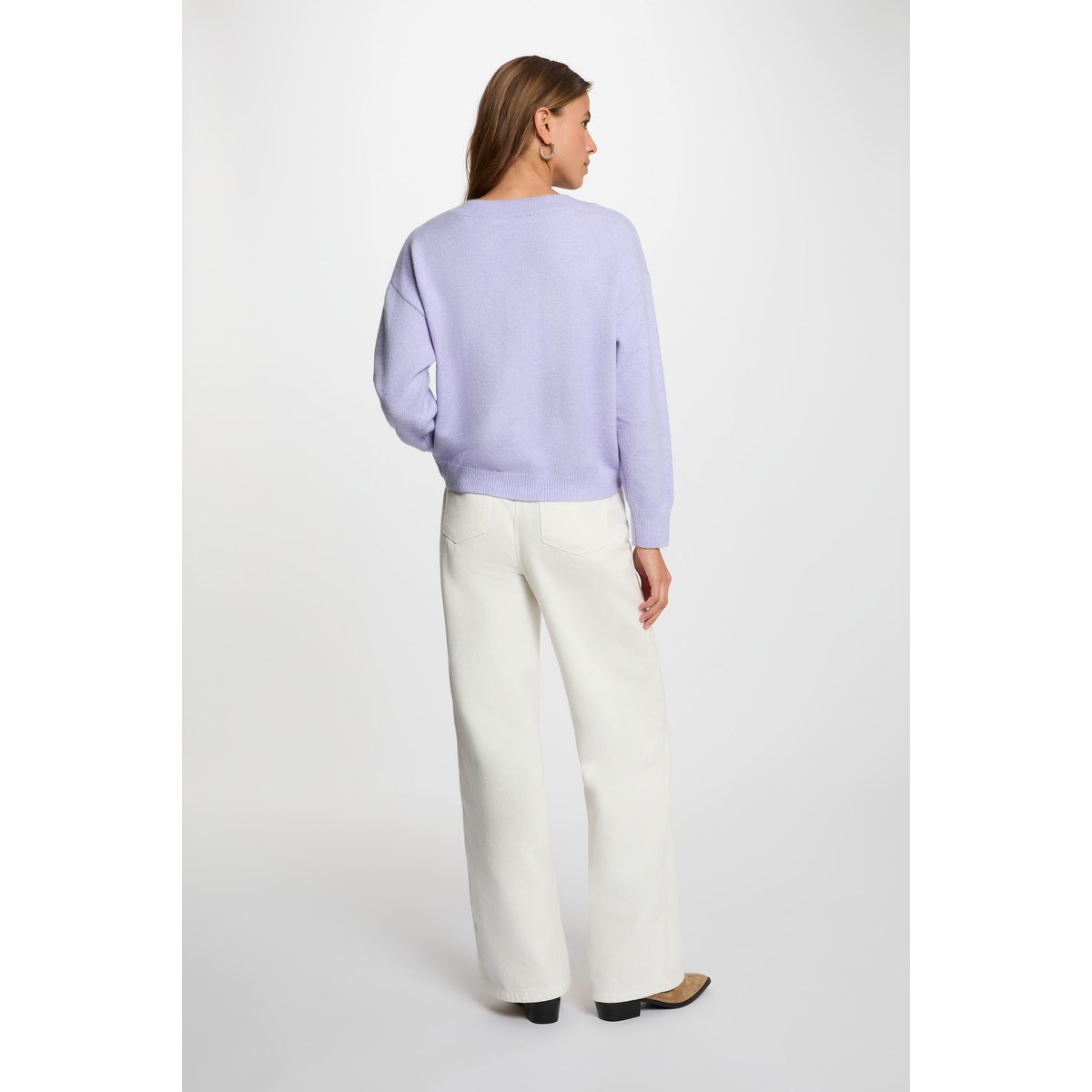 Pull col rond mauve, MORGAN