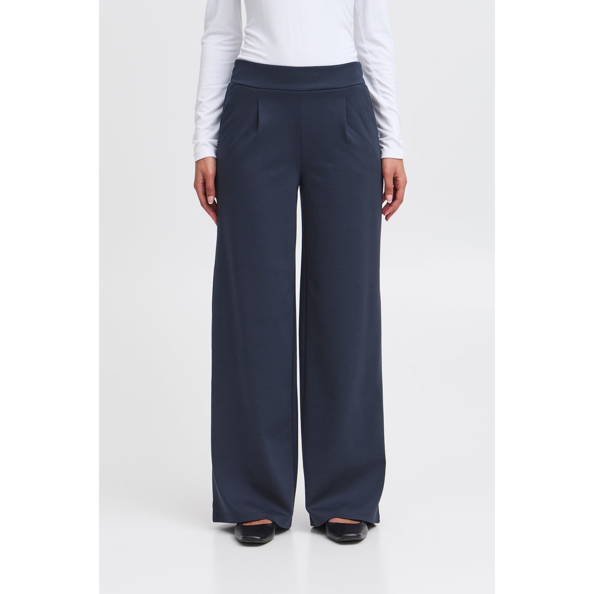Pantalon coupe droite, jambes larges bleu total eclipse, ICHI