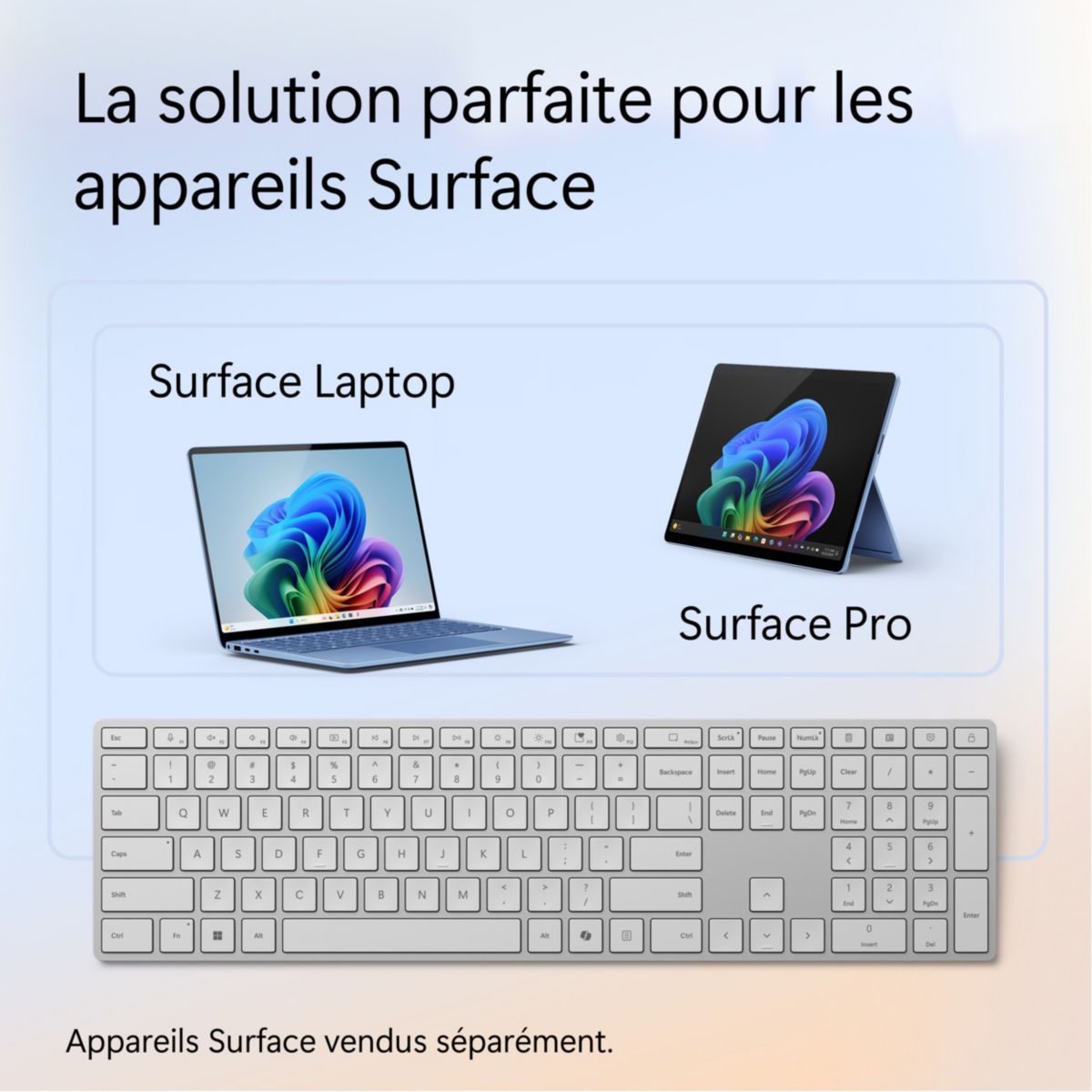 Clavier sans fil Surface Keyboard 2024 Bluetooth AZERTY couleur unique, MICROSOFT