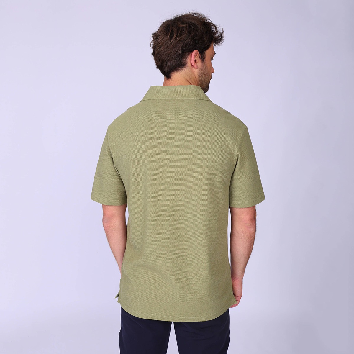 Polo col V Hughes kaki clair, MISE AU GREEN