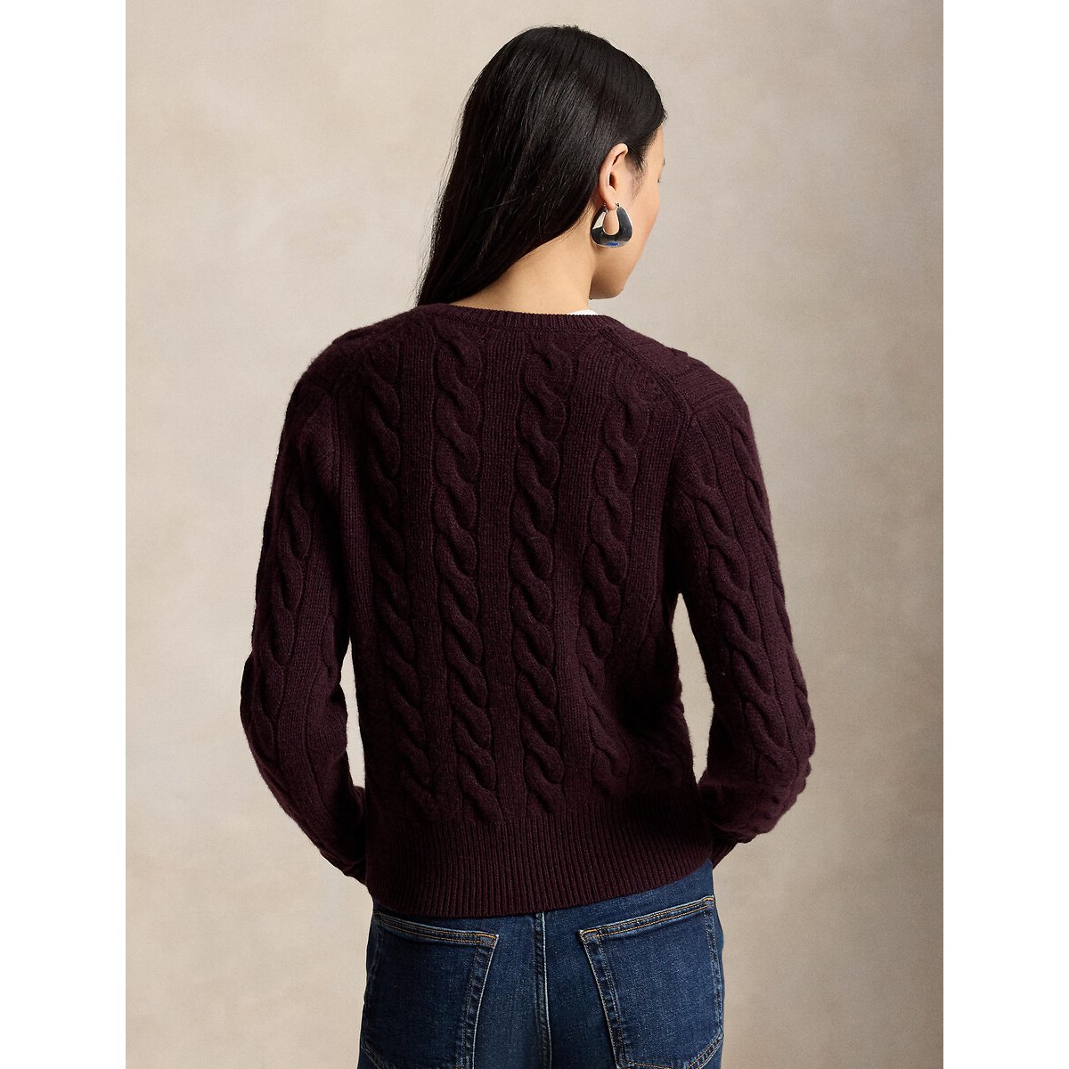 80% Wool/20% Cashmere Cable Knit Cardigan burgundy, POLO RALPH LAUREN