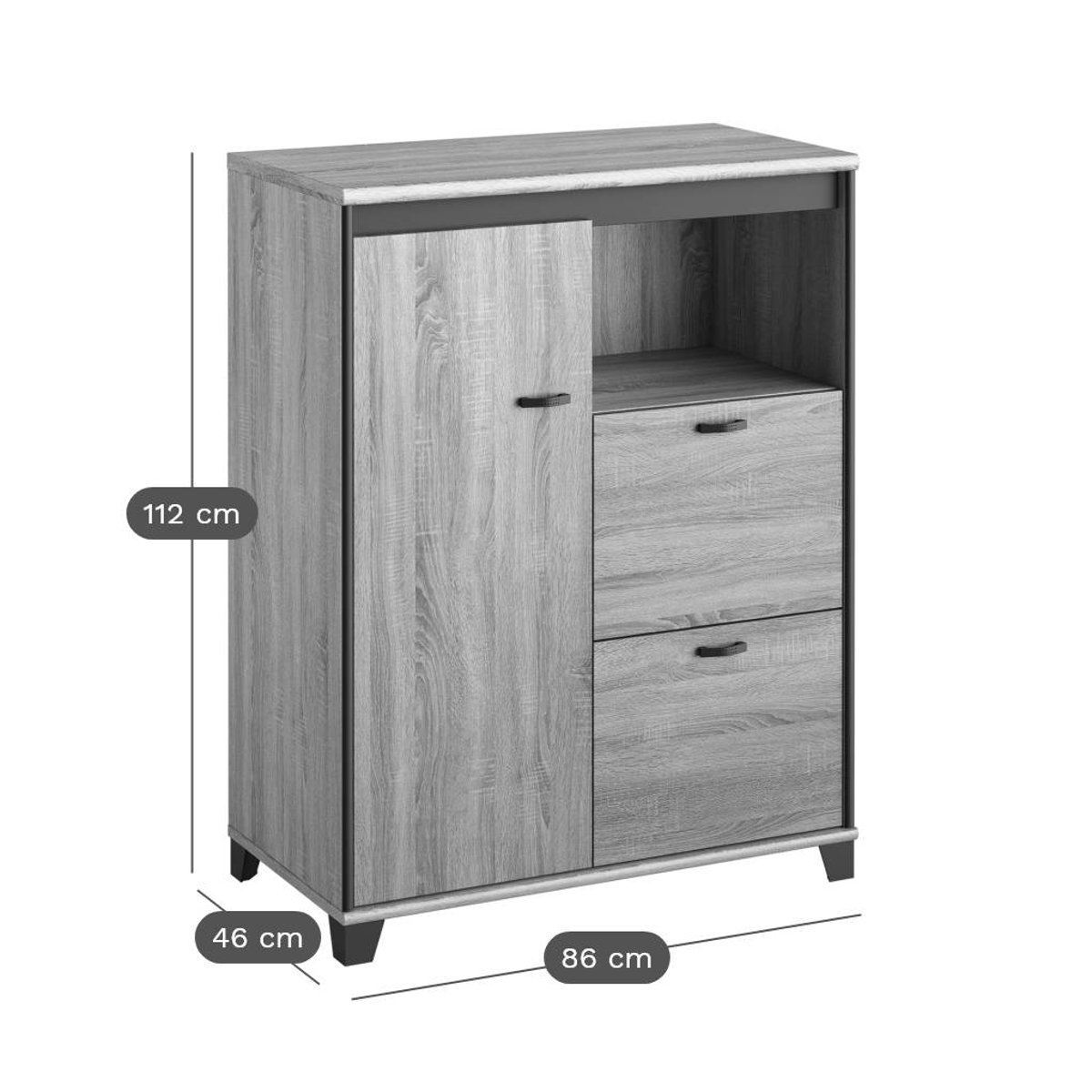 Meuble Rangement 1 porte 2 tiroirs Mambo - Fabrication Française beige, CALICOSY