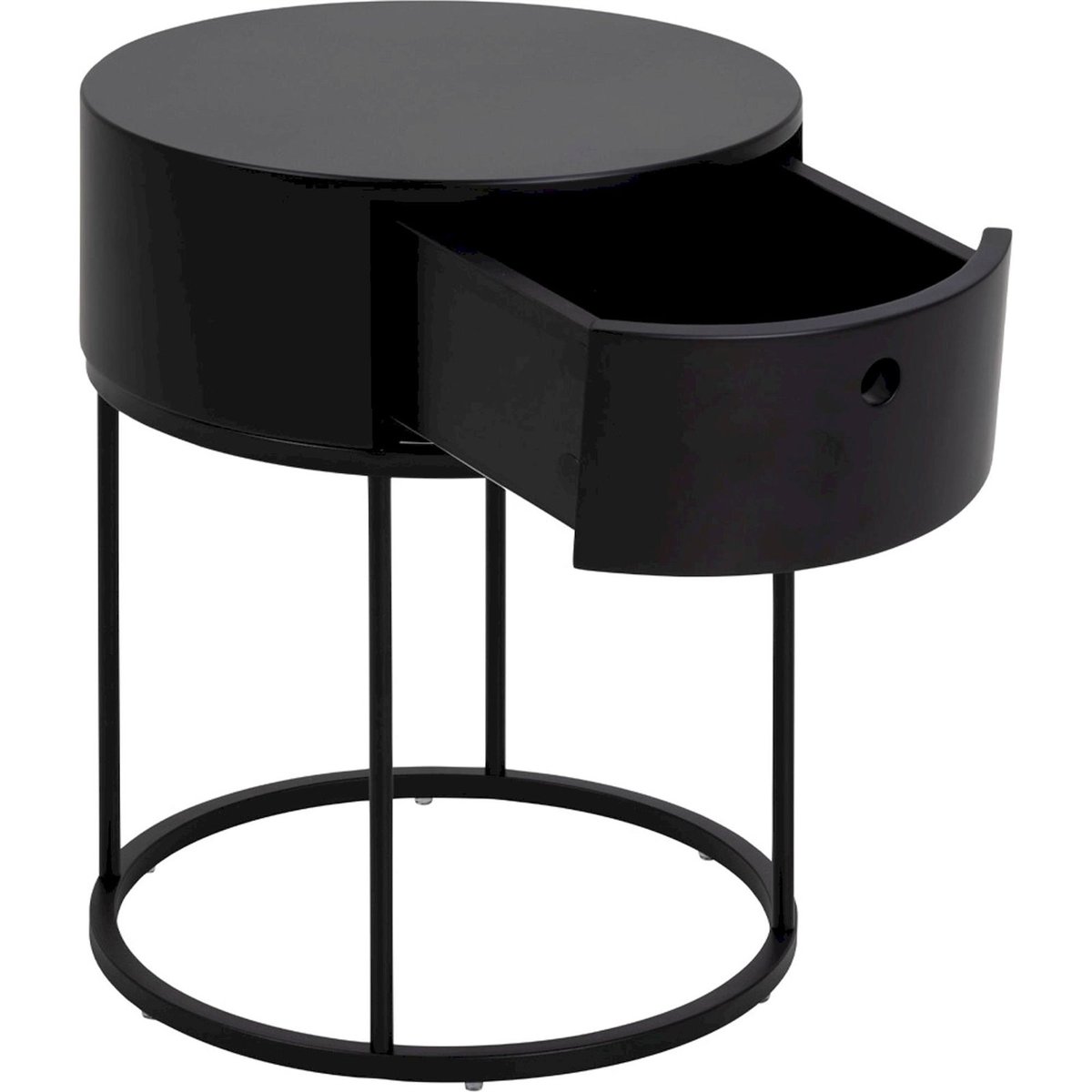 Table de chevet ronde métal collection POERAVA noir, RECOLLECTION