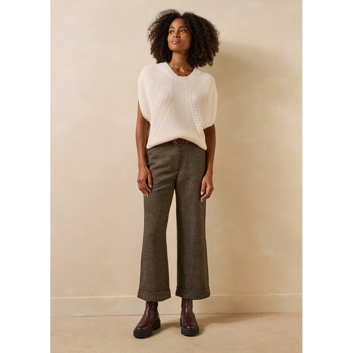 Pantalon droit en tweed ecorce, LA FEE MARABOUTEE