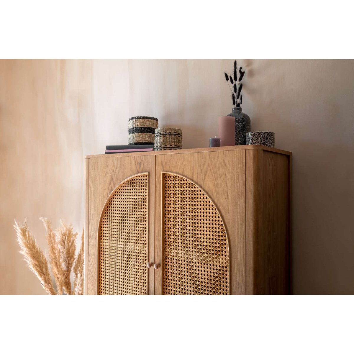 Armoire 2 portes en cannage TIRIA marron, ATMOSPHERA