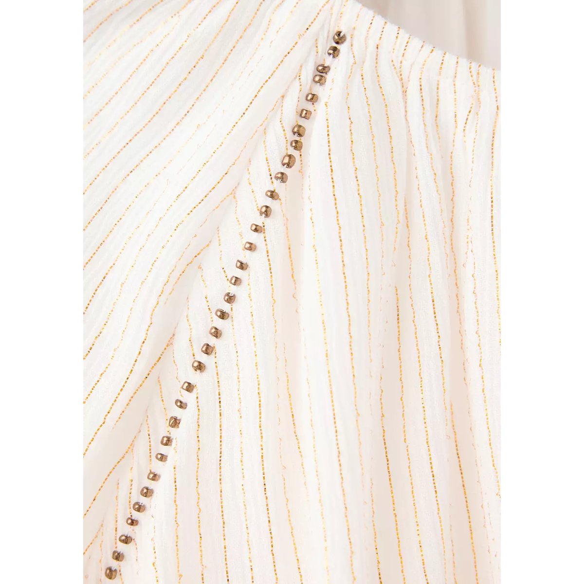 Blouse à rayures métallisées et ornements blanc cassé, MANGO TEEN