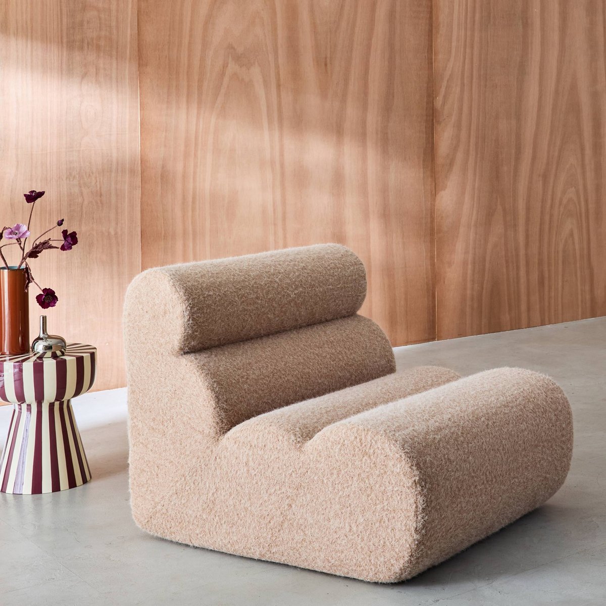 Chauffeuse compressée tissu effet alpaca 1 place NOVA beige, SWEEEK