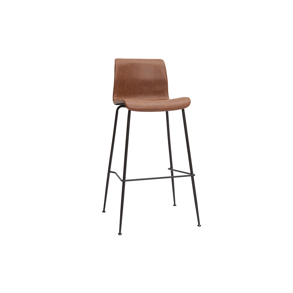 Tabourets de bar fixes pieds métal noir H75 (lot de 2) HAROLD marron, MILIBOO