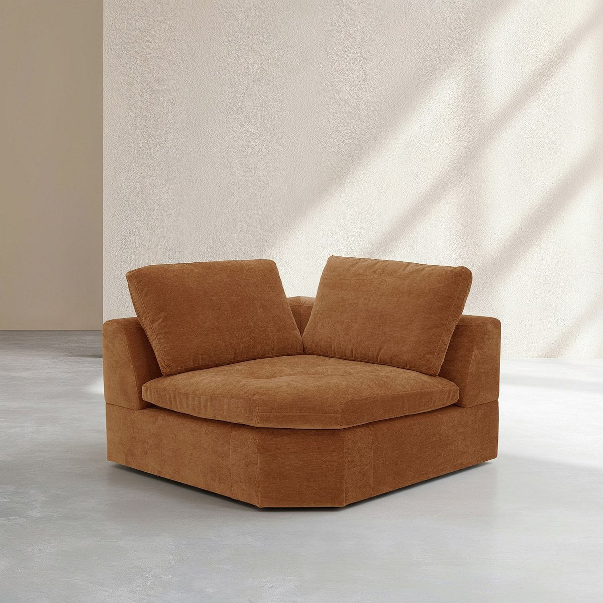 Module d'angle en tissu AMERIA marron, HABITAT