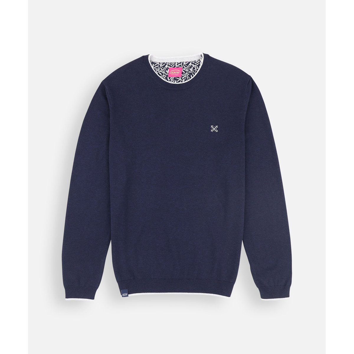 Pull essentiel col rond PERONI bleu marine chiné, OXBOW