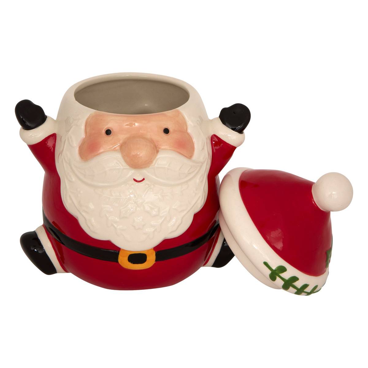 Pot à biscuits père Noël H23,5 cm céramique rouge, ATMOSPHERA