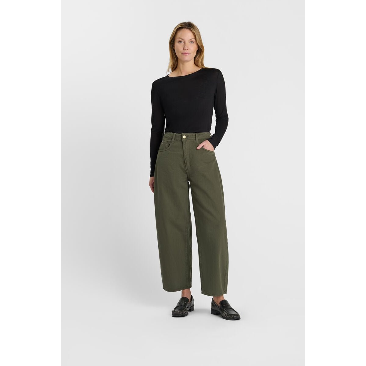 Jeans loose, large RINA, longueur 34 moss, LE TEMPS DES CERISES