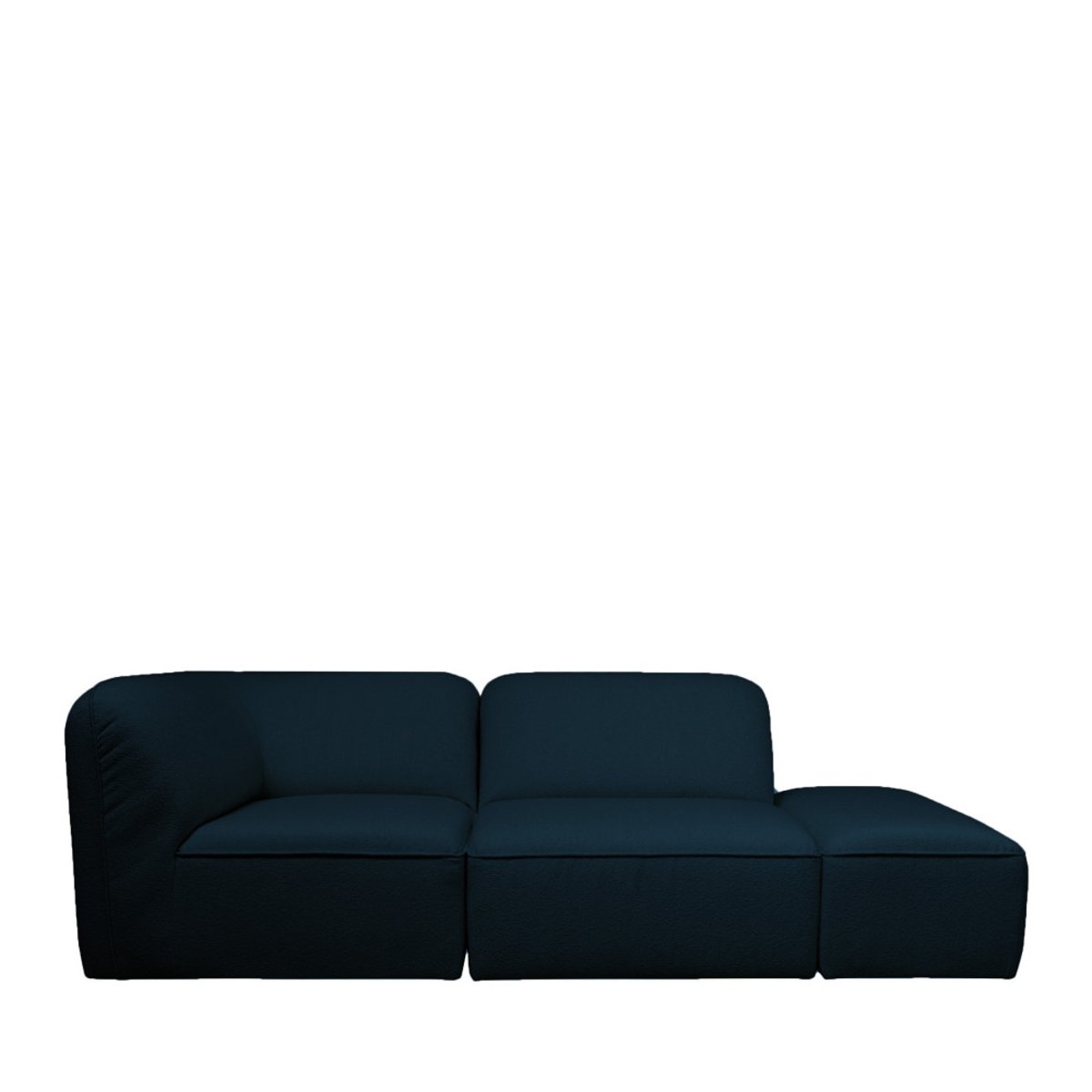 Pouf pour canapé modulable en tissu bouclette- NOOR bleu marine, DRAWER