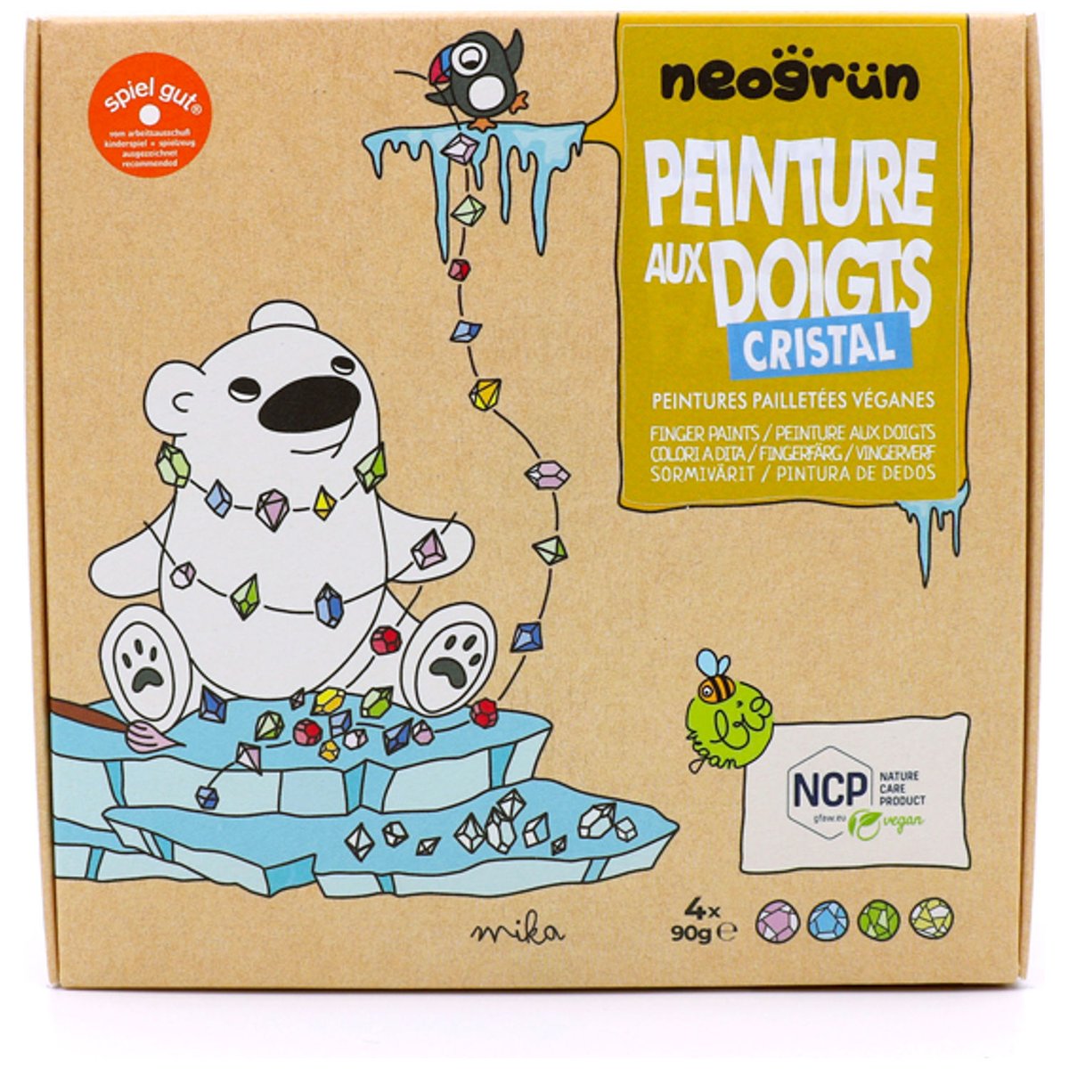 Peinture aux doigts naturelle et vegan quartz rose, saphir, jade, or, NEOGRÜN