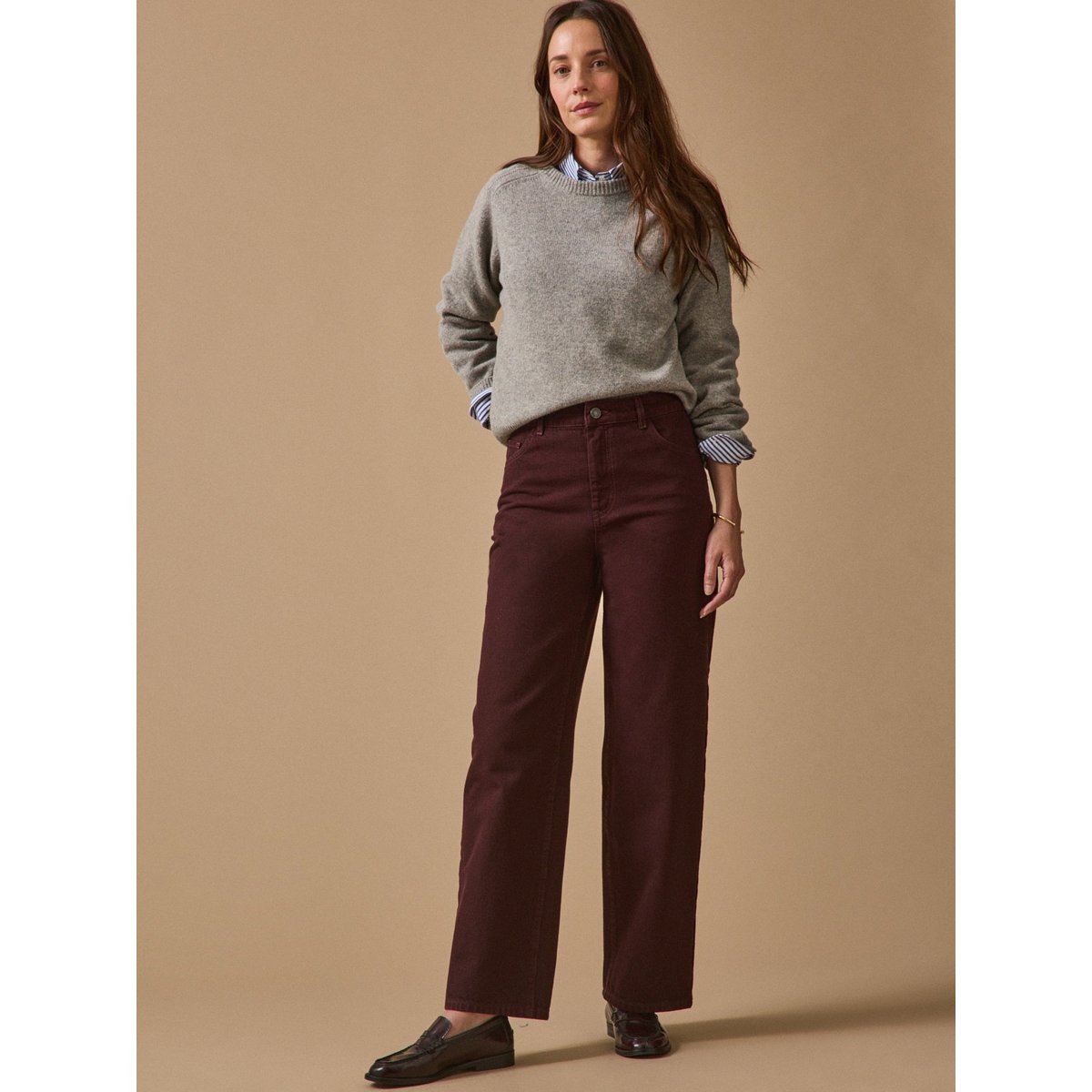 Jean large Émilia coton biologique bordeaux fonce, CYRILLUS