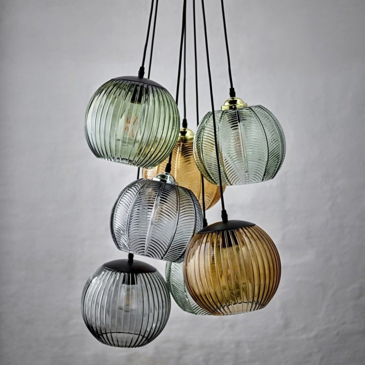 Suspension classique boule verre SYBIA vert, BLOOMINGVILLE