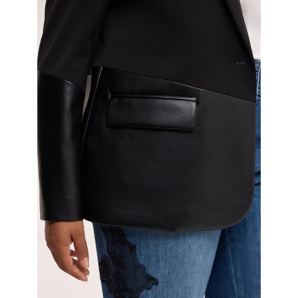 Blazer avec inserts enduits noir, FIORELLA RUBINO