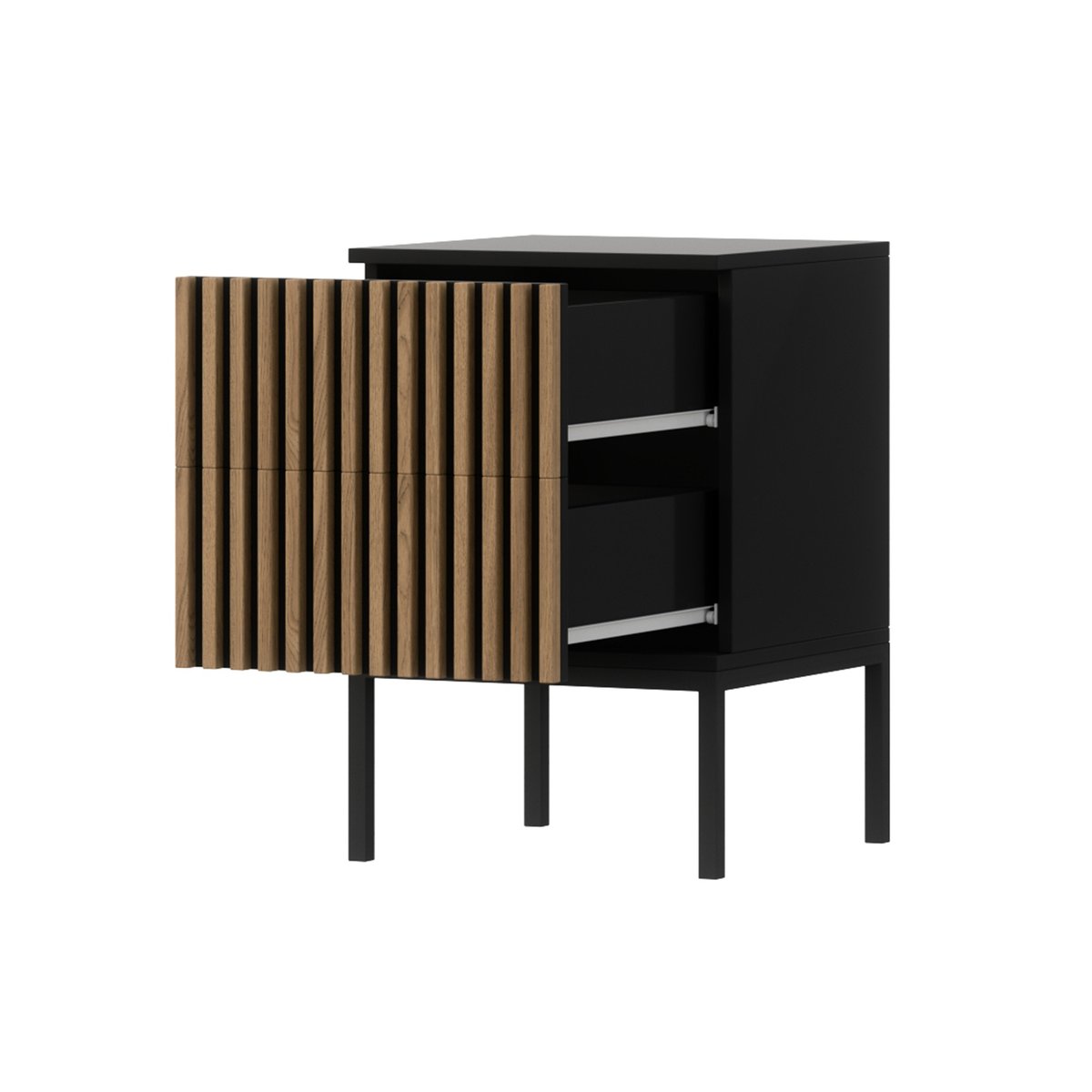 Table de chevet - SAVANNA bois / noir, BEST MOBILIER