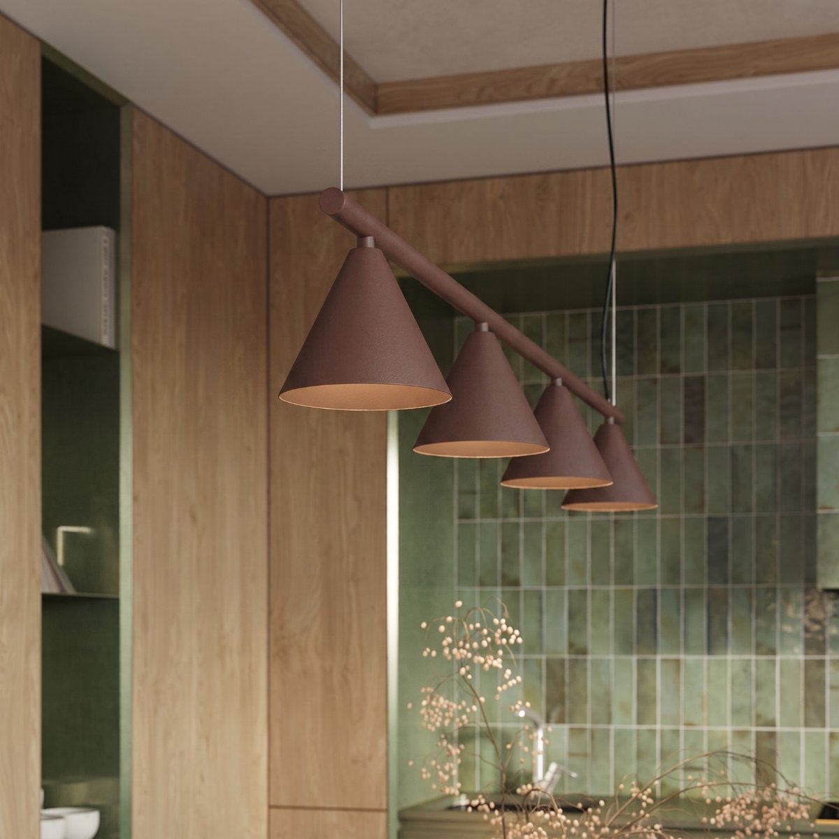 Lustre Acier Brun E14 4 Nox brun, EDEN