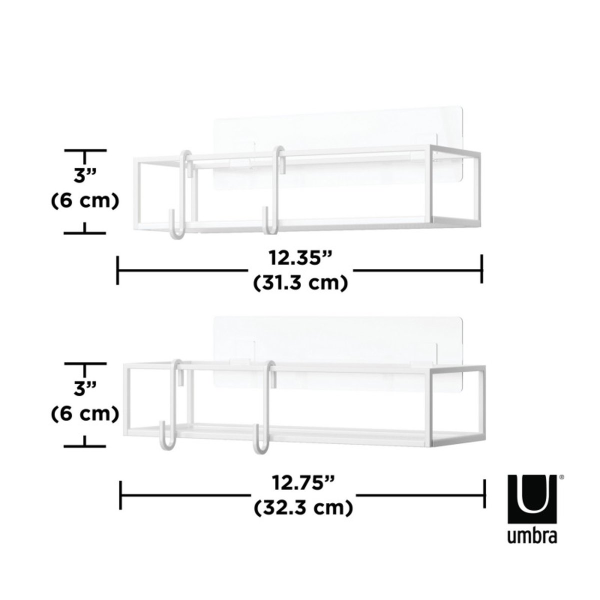 Etagère de douche design acier CUBIKO set de 2 blanc, UMBRA