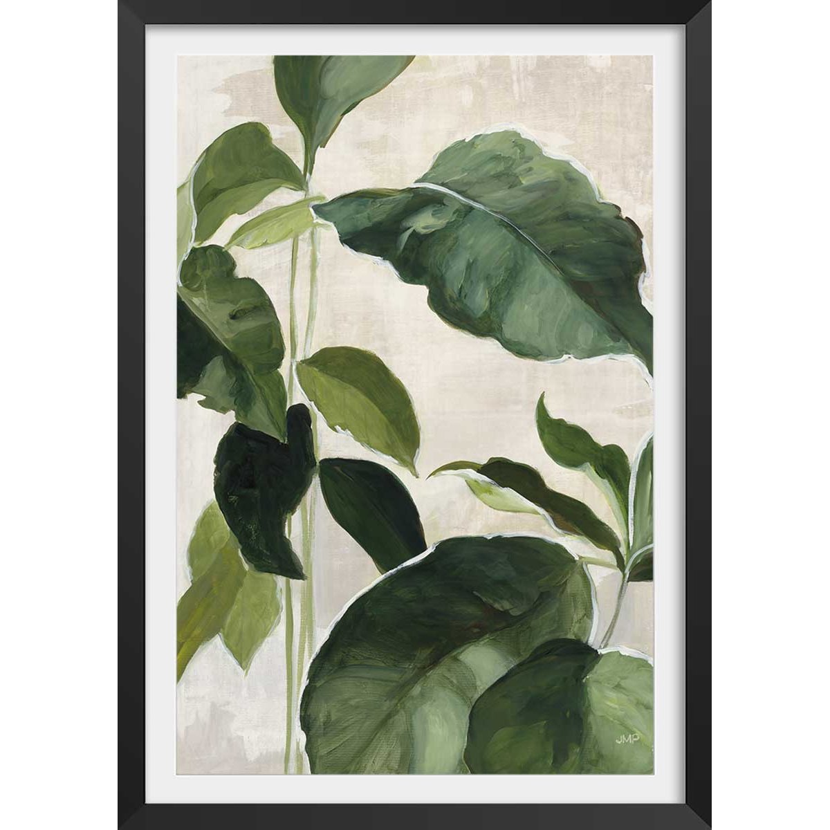 Poster Aquarelle botanique affiche + cadre en bois - noir, HEXOA