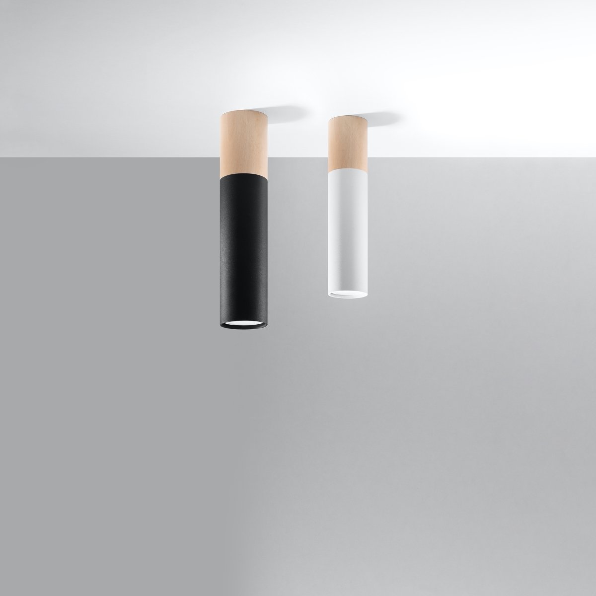 Plafonnier Acier Bois Naturel/Noir GU10 1 Pablo marron, EDEN
