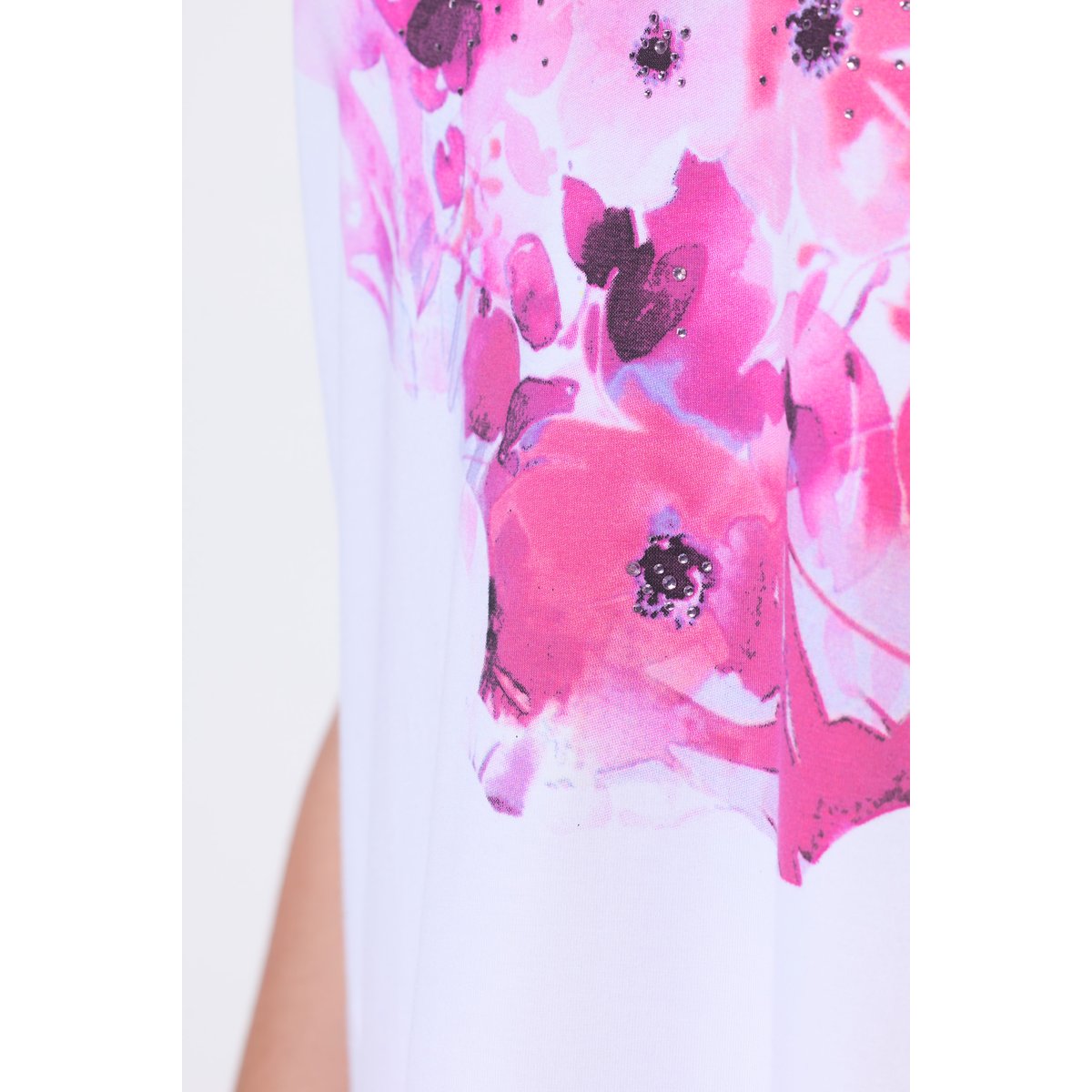 T-shirt en coton Pima, motif à fleurs blanc neige, ULLA POPKEN