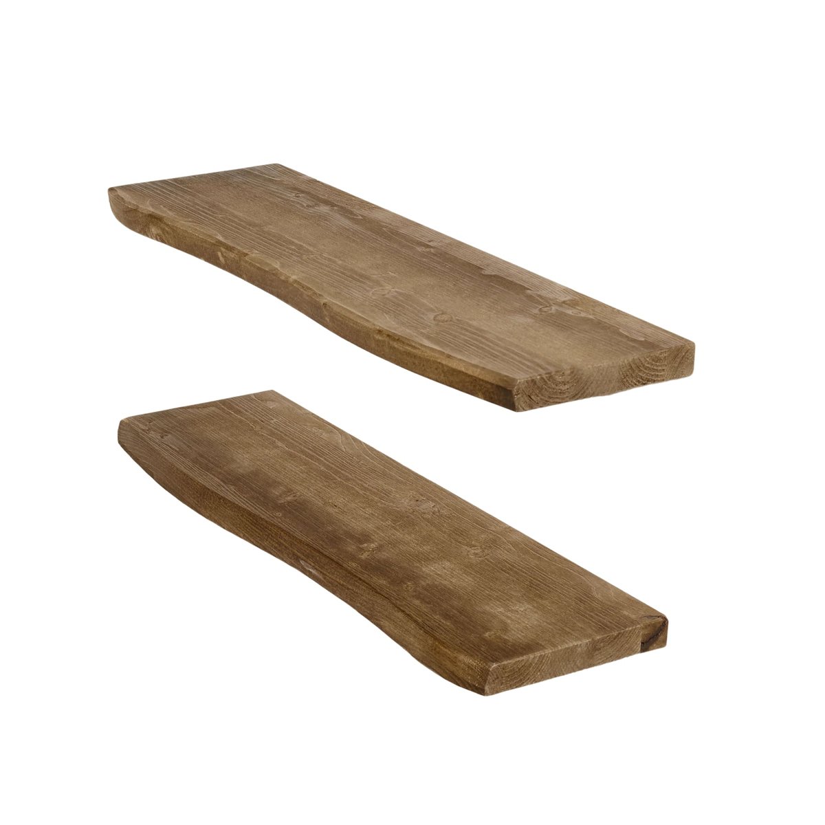 Étagère murale sapin massif naturel 2 étagères 60x20 cm - QUERALT noyer, HANNUN