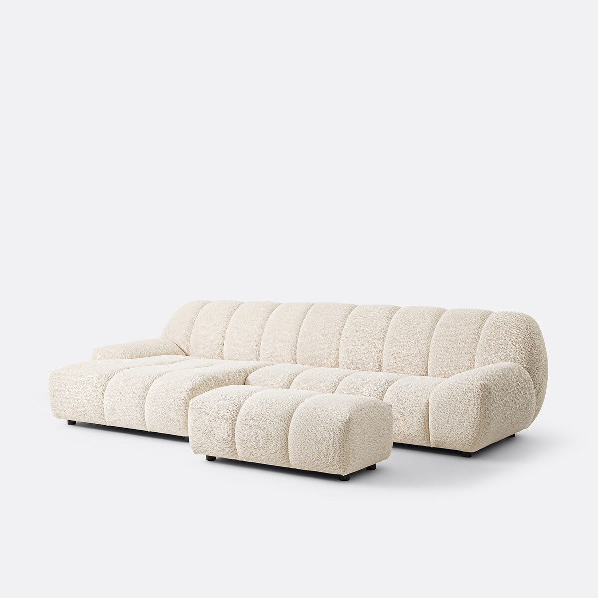 Sofá rinconero izquierdo de 4 plazas, tejido en relieve, NURIA crudo, LA REDOUTE INTERIEURS