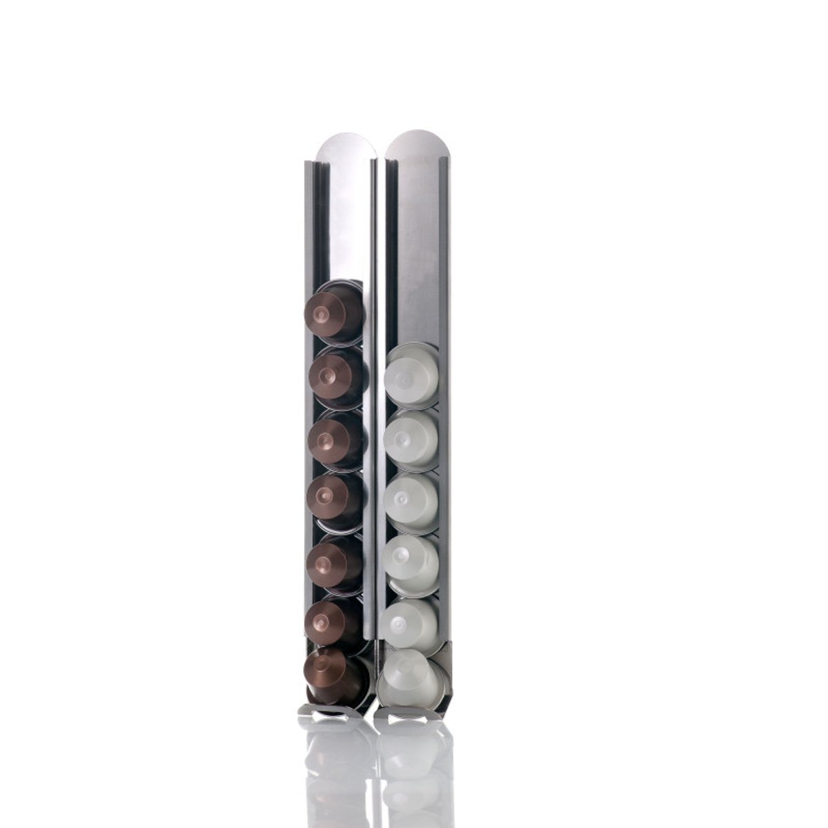 Lot de 2 porte-capsules mural compatible avec Nespresso chrome/inox, DON HIERRO
