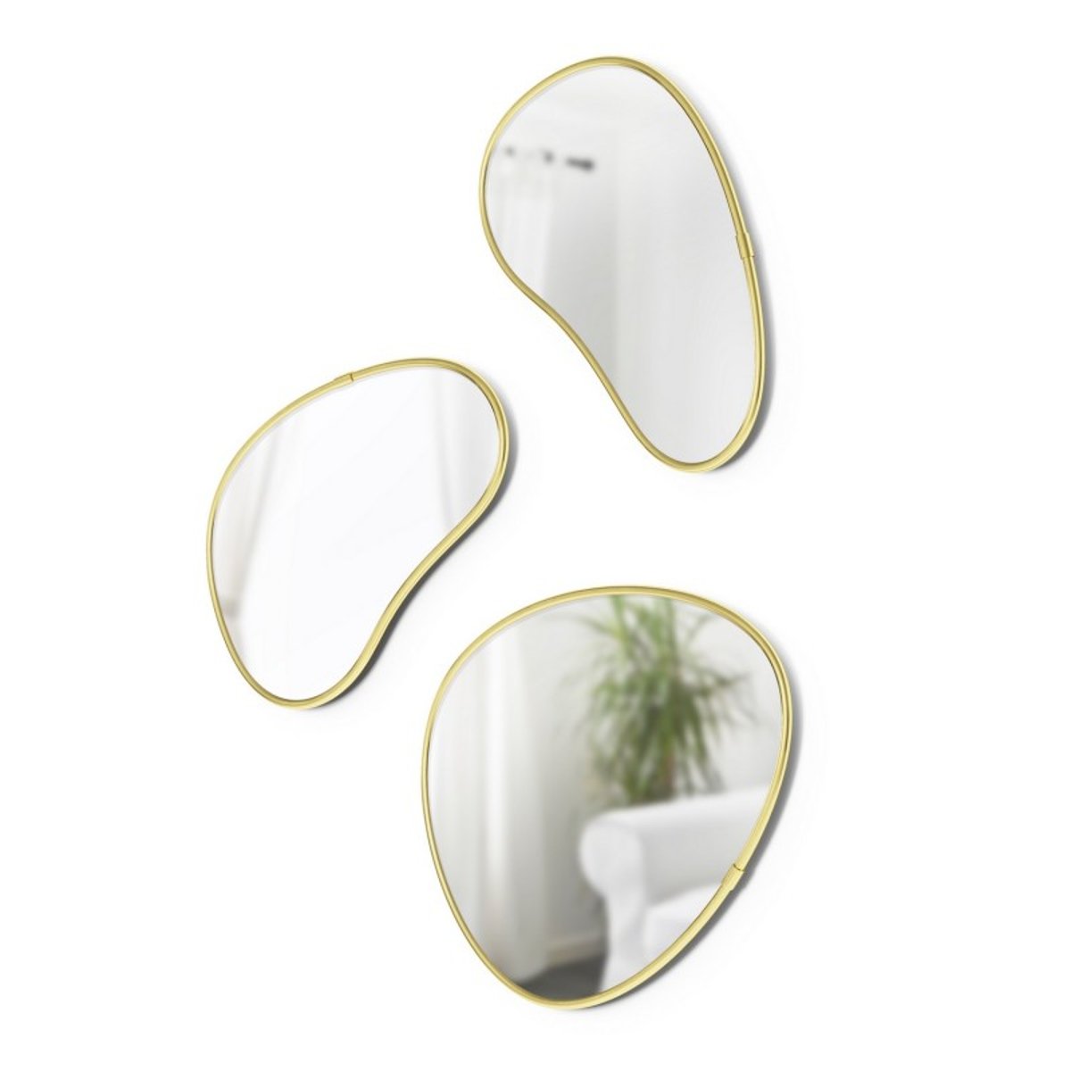 Miroir mural organique  HUBBA PEBBLE set 3 laiton, UMBRA