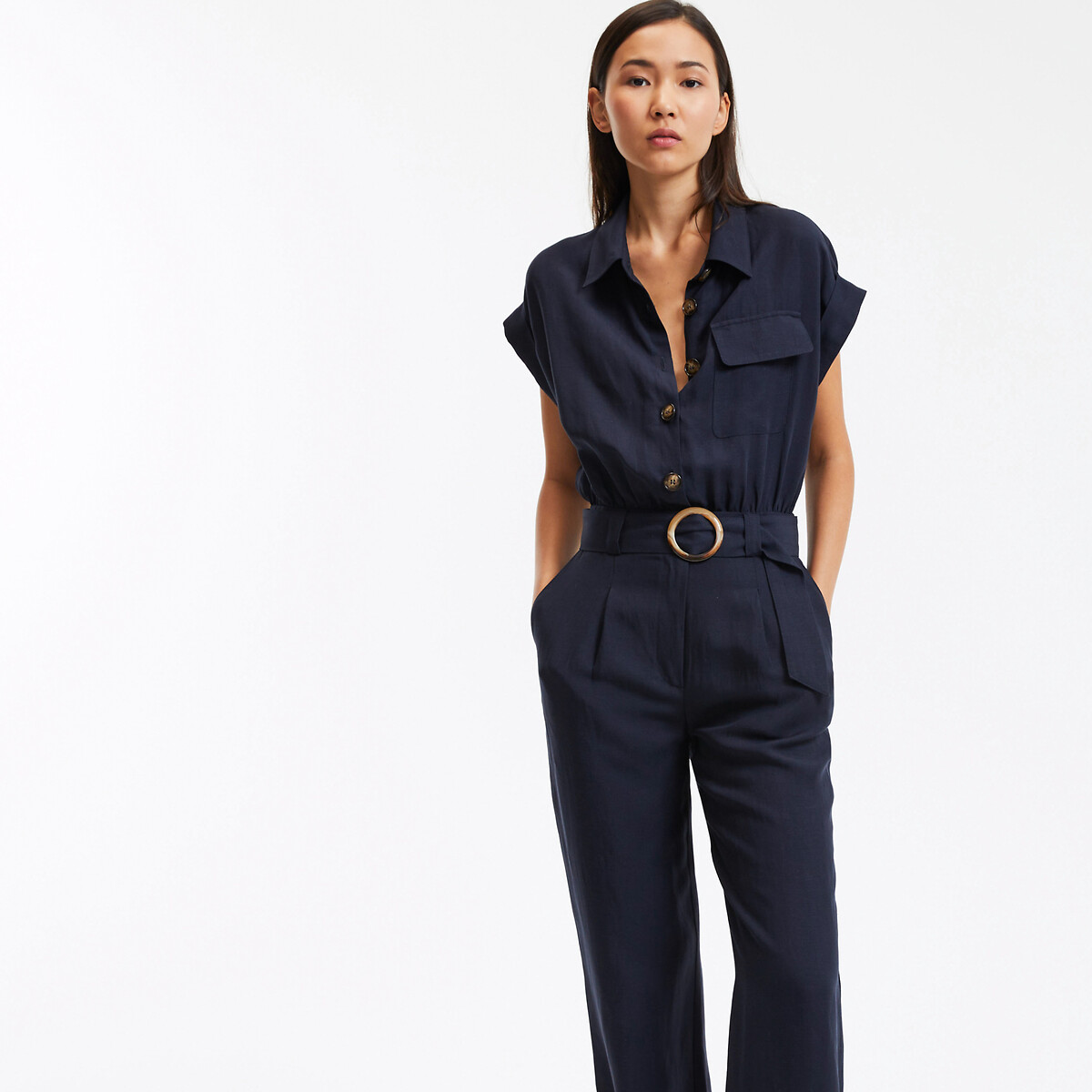 Signatures Enea Jumpsuit, Length 30.5" navy blue, LA REDOUTE COLLECTIONS